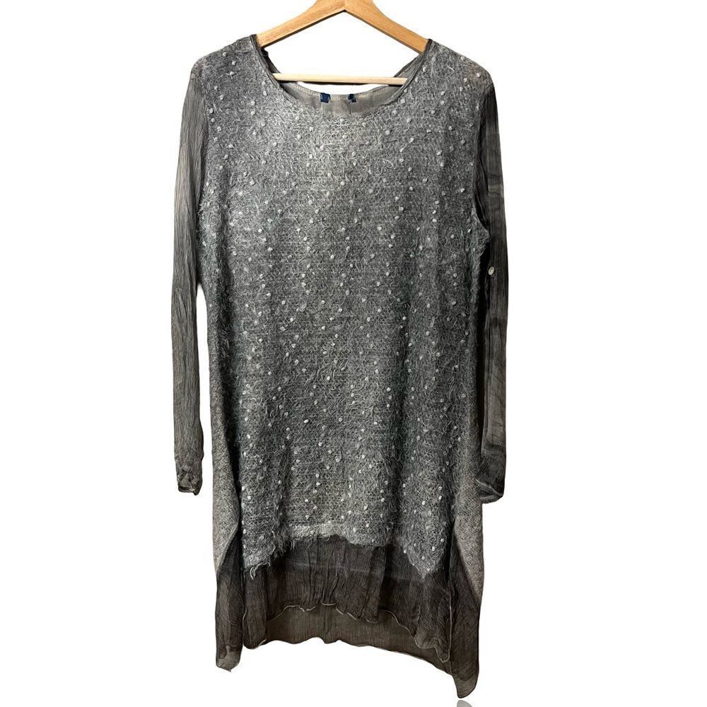 Womens Mohair Blend Lagenlook Tunic Sweater Dress Sz M Fairy Grunge Artsy Layer